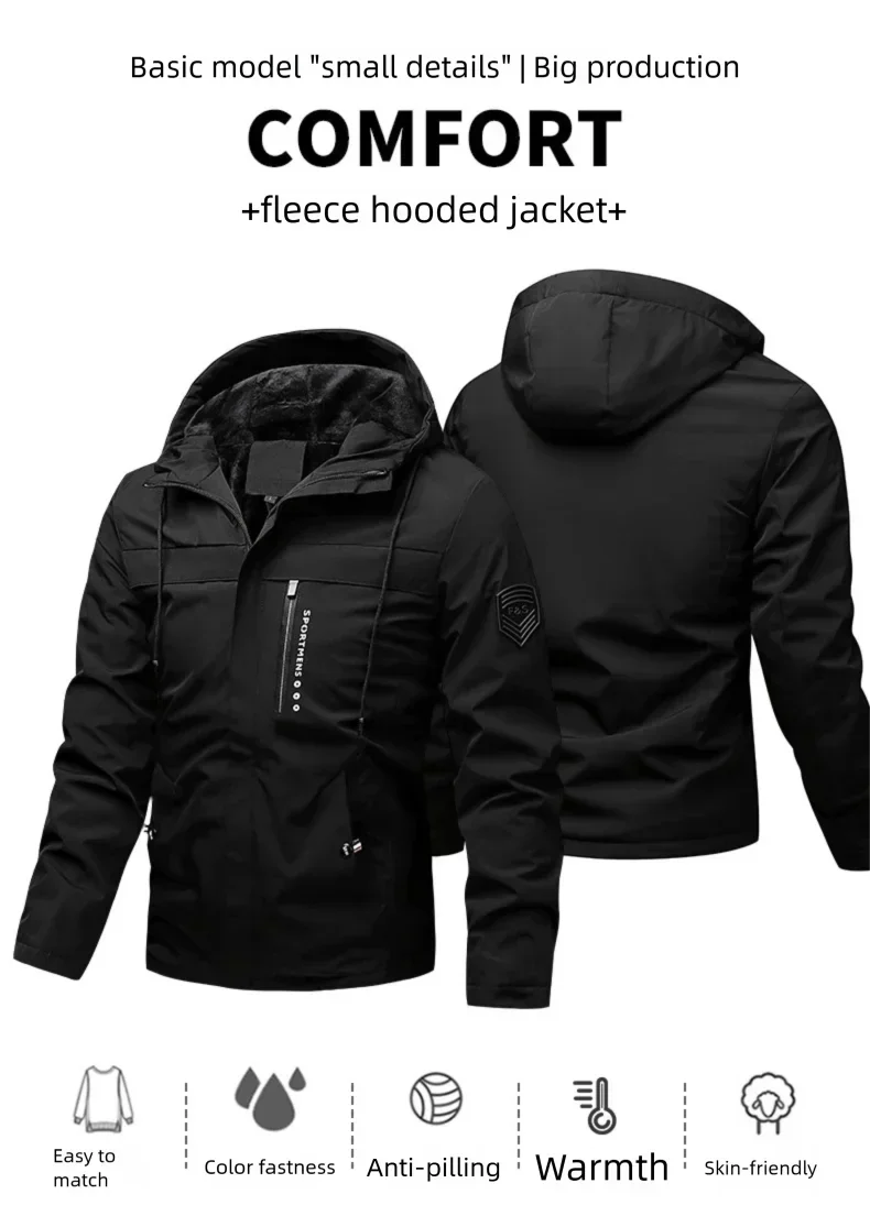Hooded jacket for men in autumn and winter